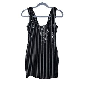 As U Wish Sequin Mini Black Dress Sequin  Sleeveless Backless Size Small